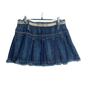 Jimmy Taverniti So Jeans Micro Mini Skirt Pleated Low Rise Denim Sz S Y2K Booty